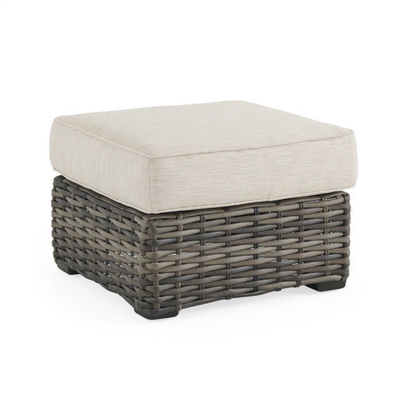 Tangiers Canola Seed Outdoor Wicker with Charmer Limestone Cushion Ottoman Tangiers Canola Seed Outdoor Wicker with Charmer Limestone Cushion Ottoman
