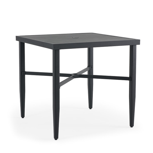 Portofino Midnight Aluminum 43 in. Sq. Slat Top Post Leg Bar Height Dining Table Portofino Midnight Aluminum 43 in. Sq. Slat Top Post Leg Bar Height Dining Table