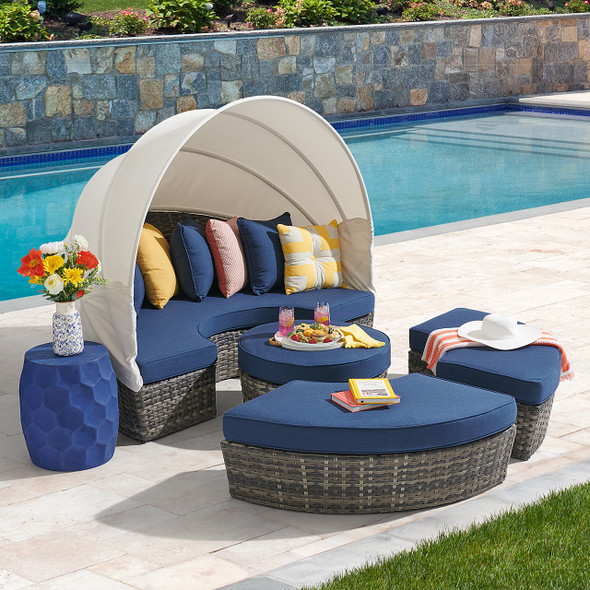 Sonoma Husk Outdoor Wicker with Cushions 4 Piece Daybed with Canopy Sonoma Husk Outdoor Wicker with Cushions 4 Piece Daybed with Canopy