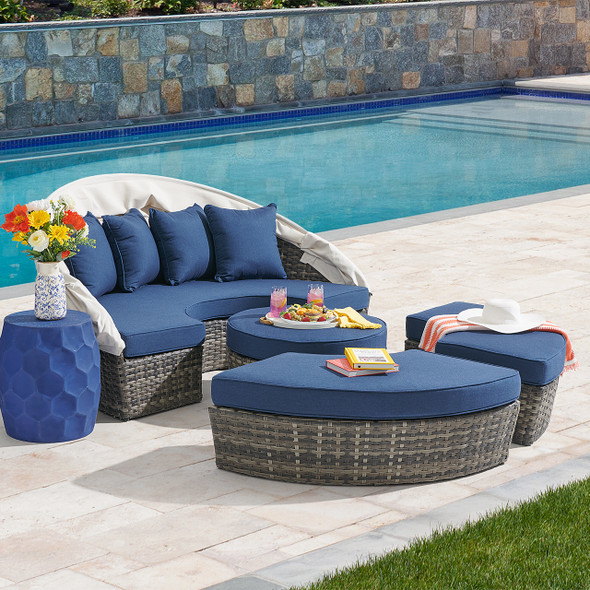 Sonoma Husk Outdoor Wicker with Cushions 4 Piece Daybed with Canopy Sonoma Husk Outdoor Wicker with Cushions 4 Piece Daybed with Canopy