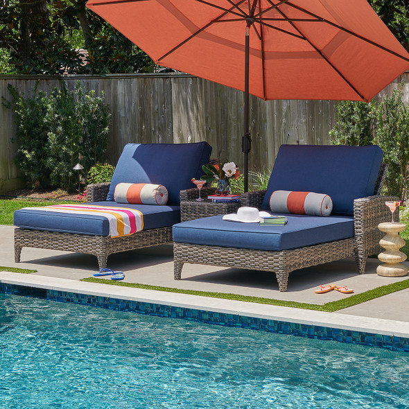 Sonoma Husk Outdoor Wicker with Cushions 3 Piece Cuddle Chaise Set + 21 in. Sq. End Table Sonoma Husk Outdoor Wicker with Cushions 3 Piece Cuddle Chaise Set + 21 in. Sq. End Table