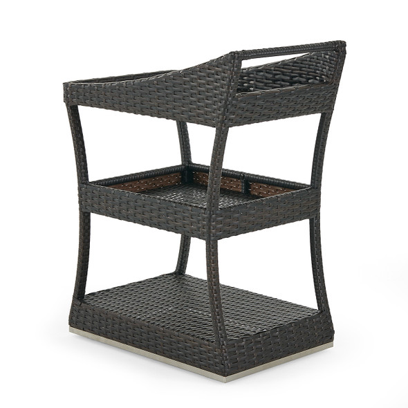 Havana Dark Elm Outdoor Wicker Serving Cart Havana Dark Elm Outdoor Wicker Serving Cart