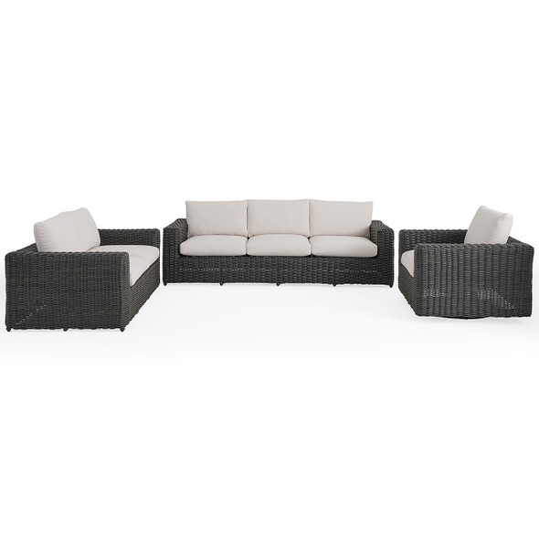 Laguna Smoke Outdoor Wicker with Cushions 3 Piece Swivel Sofa Group + Loveseat and Swivel Glider Club Chair Laguna Smoke Outdoor Wicker with Cushions 3 Piece Swivel Sofa Group + Loveseat and Swivel Glider Club Chair