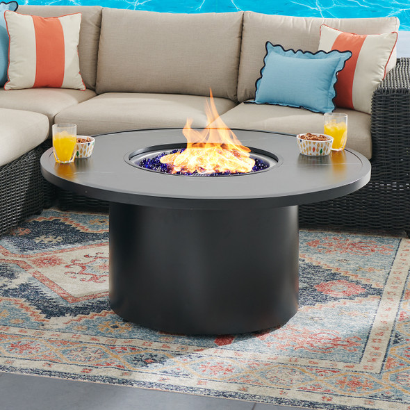 Laguna Smoke Outdoor Wicker with Cushions 7 Piece Sectional + 48 in. D Fire Pit Table Laguna Smoke Outdoor Wicker with Cushions 7 Piece Sectional + 48 in. D Fire Pit Table