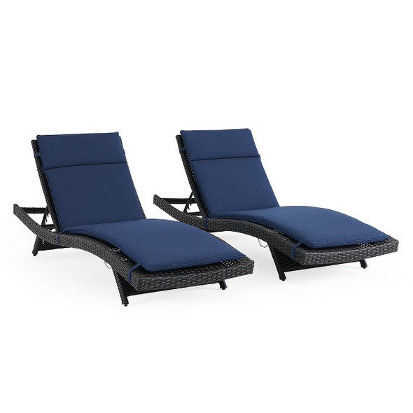 Terrace Outdoor Wicker 2 Piece Contour Chaise with Cushions Lounge Set Terrace Outdoor Wicker 2 Piece Contour Chaise with Cushions Lounge Set
