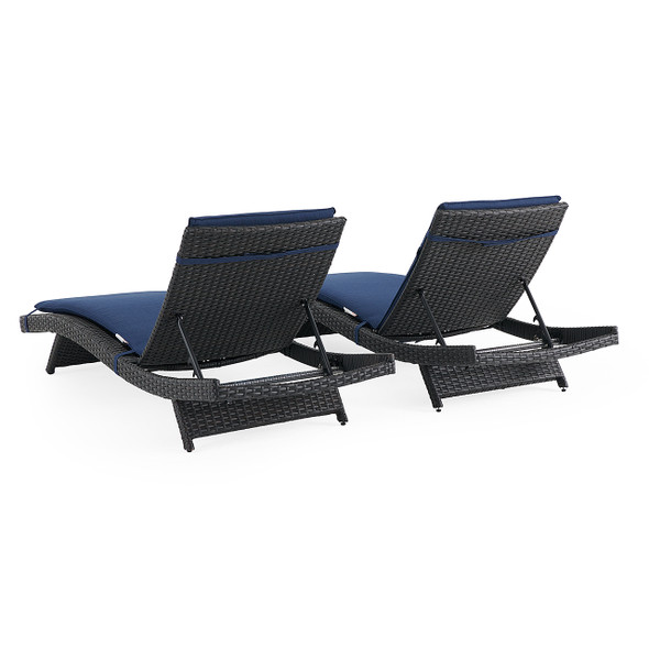 Terrace Outdoor Wicker 2 Piece Contour Chaise with Cushions Lounge Set Terrace Outdoor Wicker 2 Piece Contour Chaise with Cushions Lounge Set