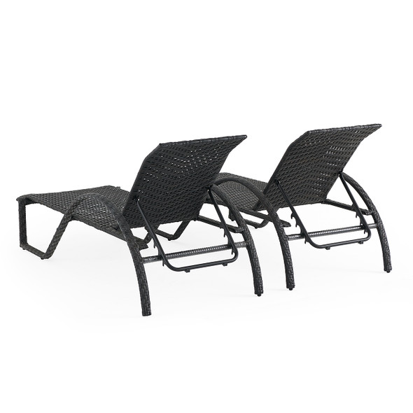 Terrace Outdoor Wicker 2 Piece Arm Chaise Lounge Set