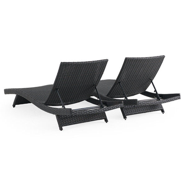 Terrace Outdoor Wicker 2 Piece Contour Chaise Lounge Set