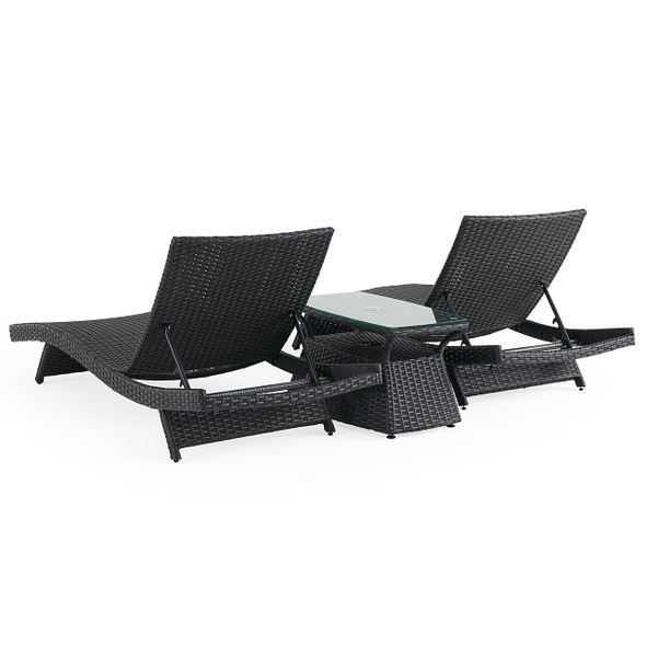 Terrace Outdoor Wicker 3 Piece Contour Chaise Lounge Set + 32 x 18 in. Side Table Terrace Outdoor Wicker 3 Piece Contour Chaise Lounge Set + 32 x 18 in. Side Table