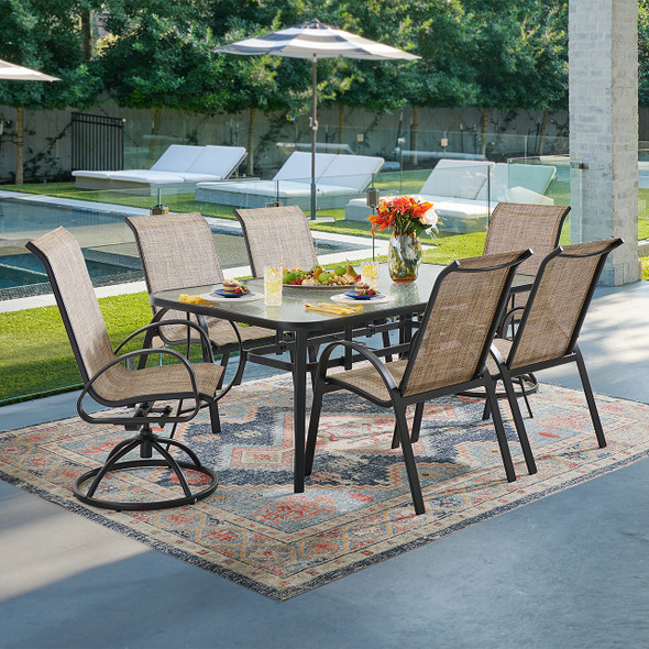 Malibu Aluminum with Sling 7 Piece Combo Dining Set + 72 x 42 in. Table Malibu Aluminum with Sling 7 Piece Combo Dining Set + 72 x 42 in. Table