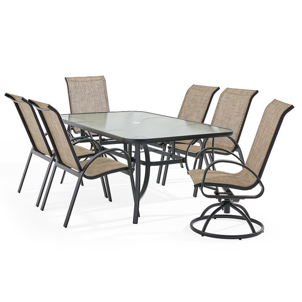 Malibu Aluminum with Sling 7 Piece Combo Dining Set + 72 x 42 in. Table Malibu Aluminum with Sling 7 Piece Combo Dining Set + 72 x 42 in. Table