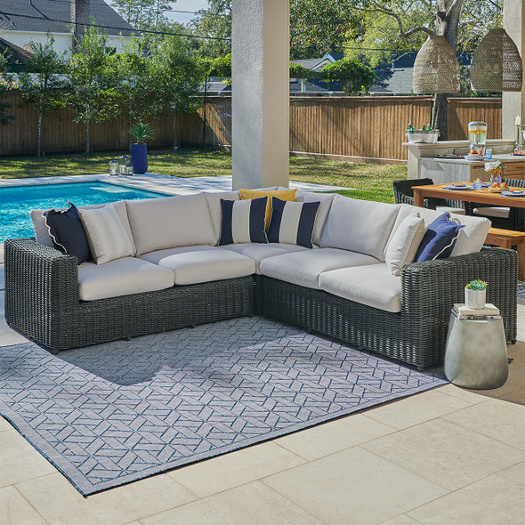 Laguna Smoke Outdoor Wicker with Cast Pumice Cushions 3 Piece Sectional Laguna Smoke Outdoor Wicker with Cast Pumice Cushions 3 Piece Sectional