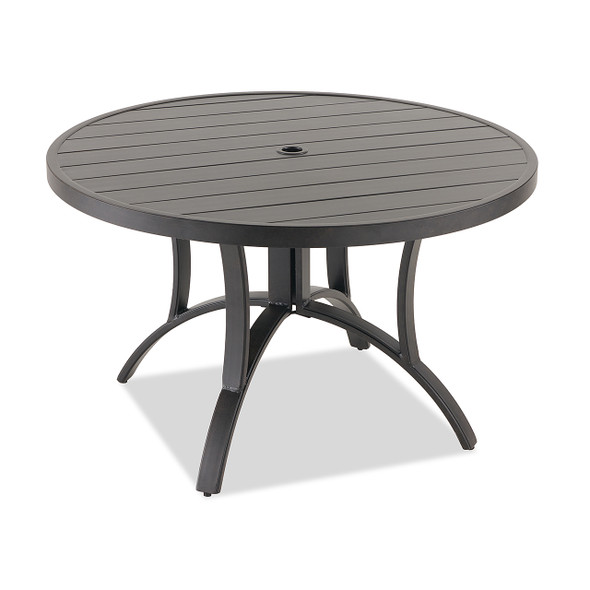 Hill Country Aged Bronze Aluminum with Cast Pumice Cushions 5 Piece Dining Set + 48 in. D Table Hill Country Aged Bronze Aluminum with Cast Pumice Cushions 5 Piece Dining Set + 48 in. D Table