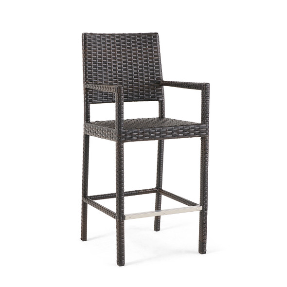 Terrace Dark Elm Outdoor Wicker Arm Barstool - Terrace Dark Elm Outdoor Wicker Arm Barstool -
