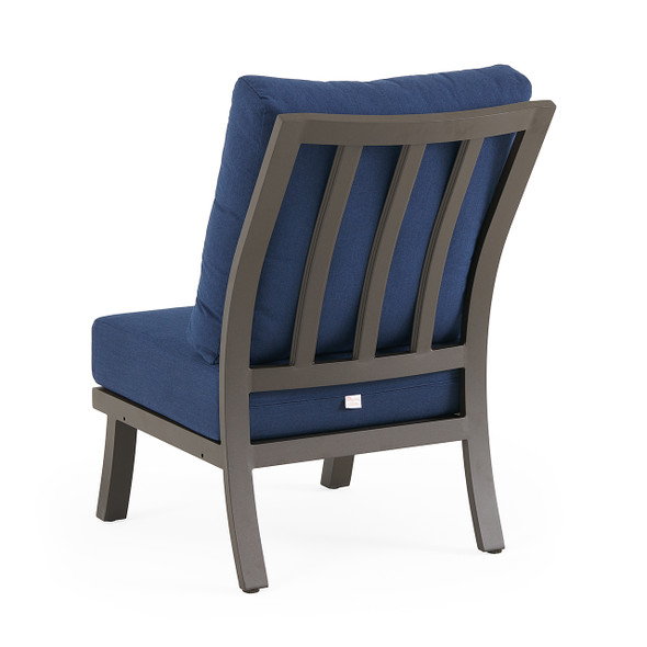 Fairmont Aged Bronze Aluminum with Spectrum Indigo Cushions Armless Club Chair
