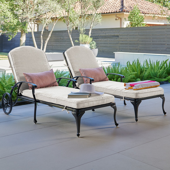 Tivoli Matte Black Cast Aluminum with Cushions 2 Piece Chaise Lounge Set Tivoli Matte Black Cast Aluminum with Cushions 2 Piece Chaise Lounge Set