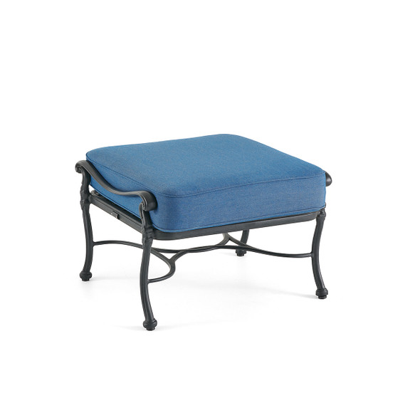 Chateau Rust Aluminum and Denim Cushion Ottoman