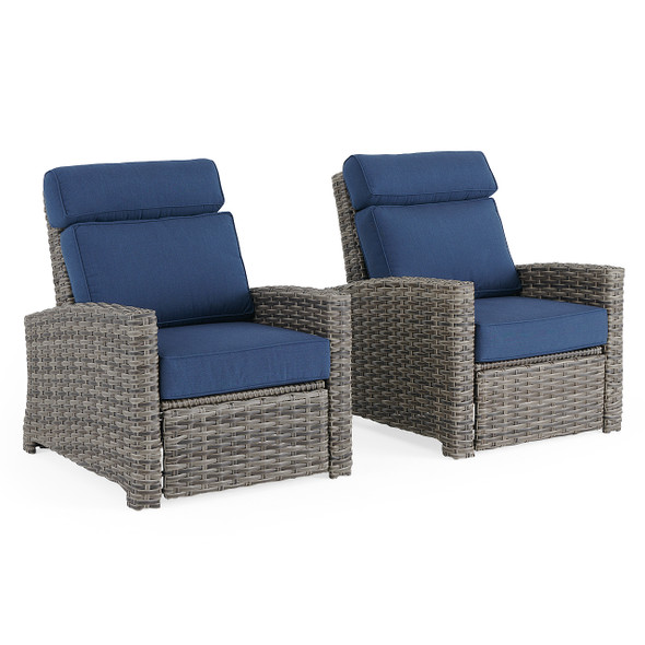 Sonoma Husk Outdoor Wicker with Cushions 2 Piece Recliner Set