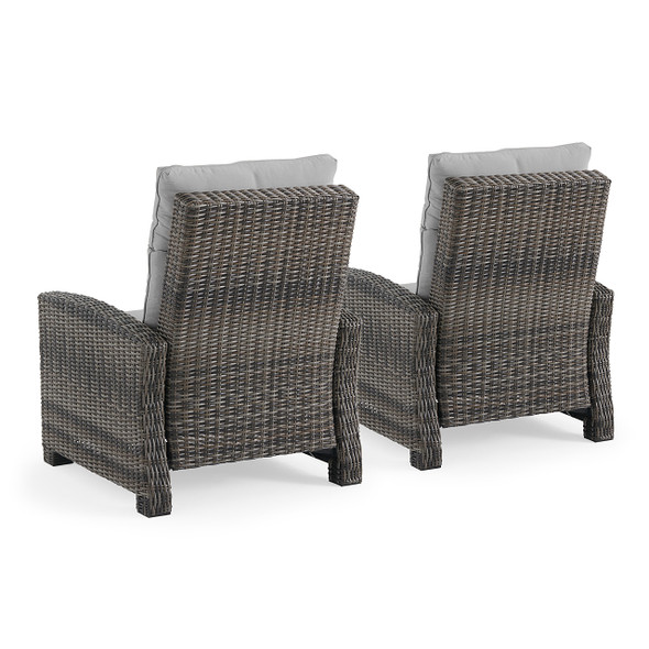 Rio Silver Oak Outdoor Wicker with Cushions 2 Piece Recliner Set
