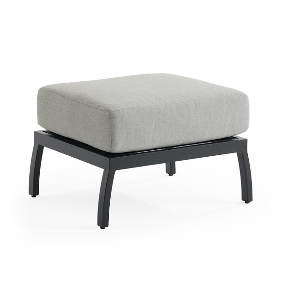 Siena Coal Aluminum with Panama Stone Grey Cushion Ottoman