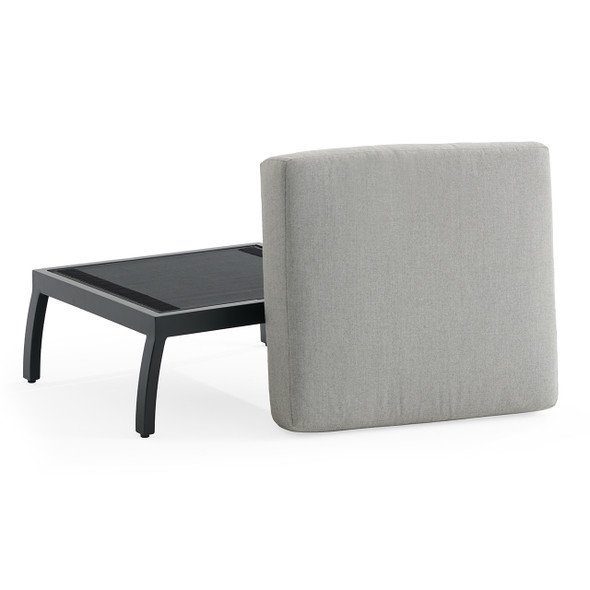Siena Coal Aluminum with Panama Stone Grey Cushion Ottoman