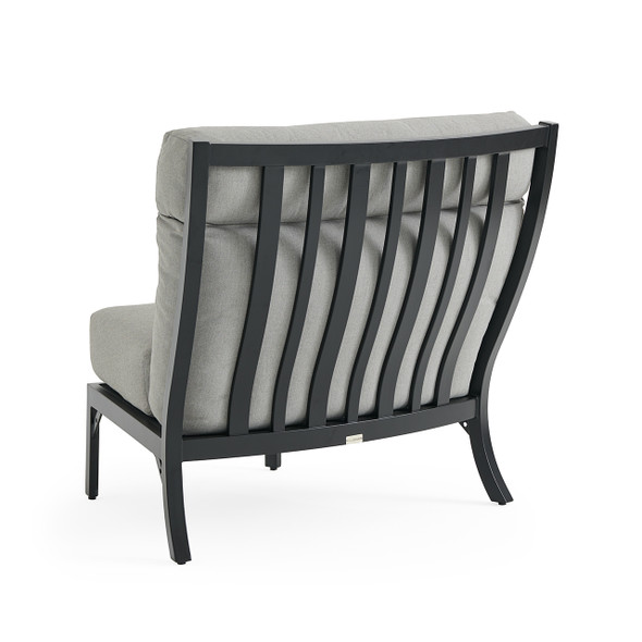 Siena Coal Aluminum with Panama Stone Grey Cushions Crescent Armless Chair
