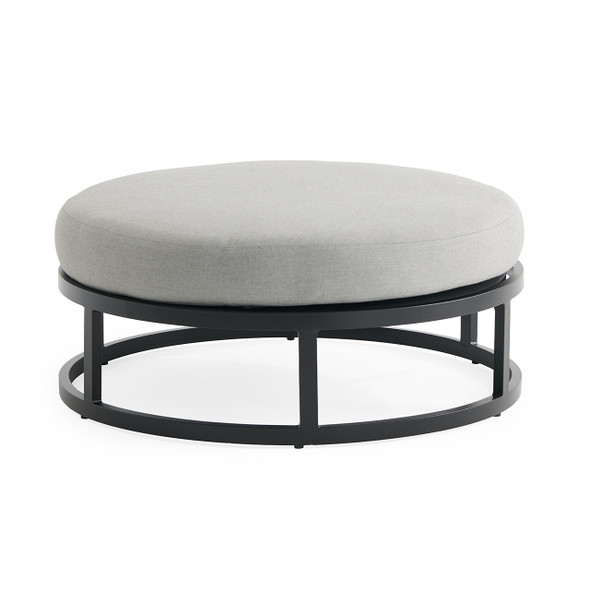 Siena Coal Aluminum with Panama Stone Grey Cushion 42 in. D Ottoman