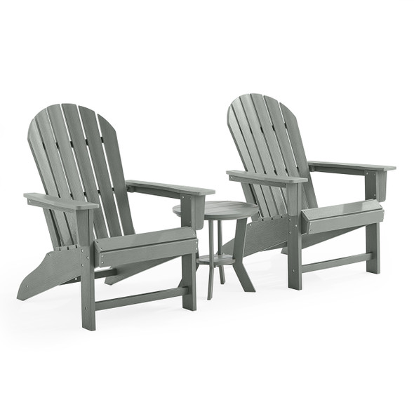 Lakeside Polymer 3 Piece Set Adirondack Chairs + 18 in. D End Table