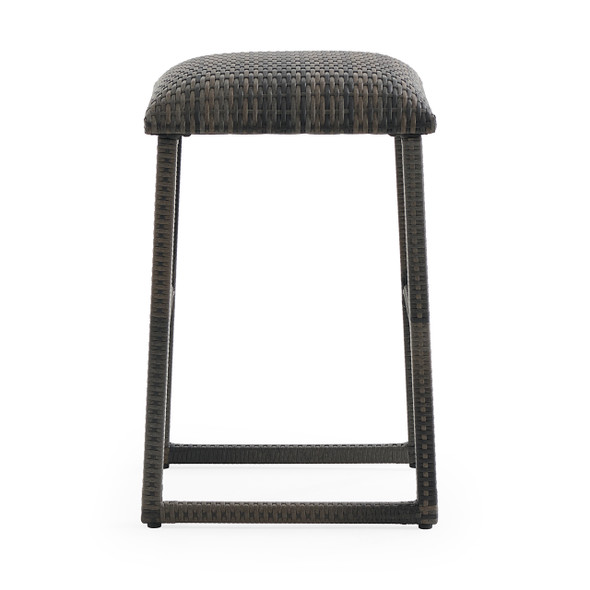 Venice Silver Oak Outdoor Wicker Backless Padded Barstool