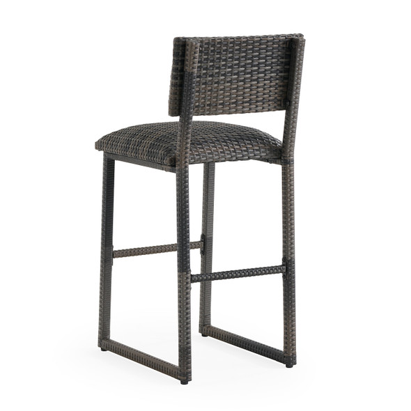 Venice Silver Oak Outdoor Wicker Armless Padded Barstool with Back Rest