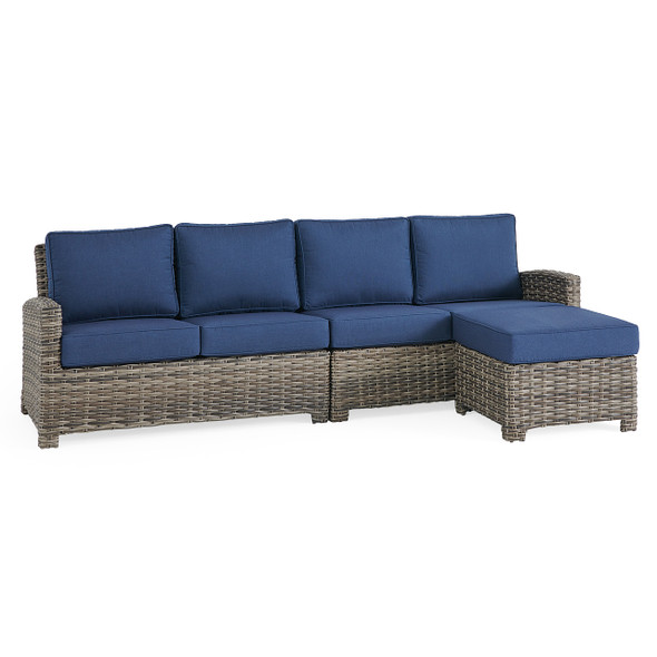 Sonoma Husk Outdoor Wicker with Cushions 3 Piece Sectional with Ottoman