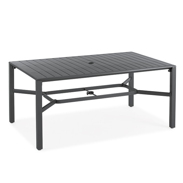 Ventura Textured Black Aluminum 66 x 40 in. Rect. Slat Top Dining Table -