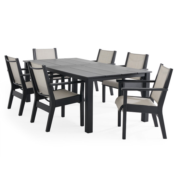 Montauk Polymer with Sling 7 Piece Dining Set + 84 x 44 in. Table