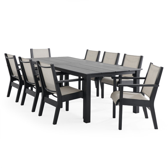 Montauk Polymer with Sling 9 Piece Dining Set + 96 x 44 in. Table