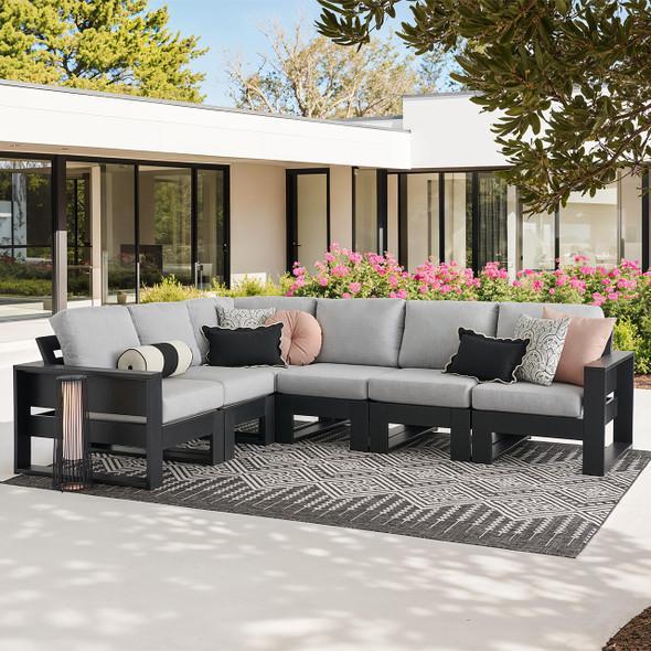 Montauk Polymer with Cushions 6 Piece Modular Sectional