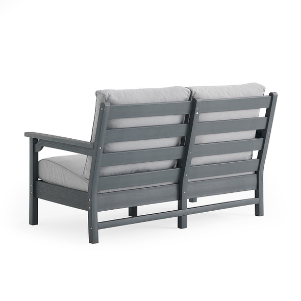 Sag Harbor Dark Grey Polymer with Cozy Ash Cushions Loveseat