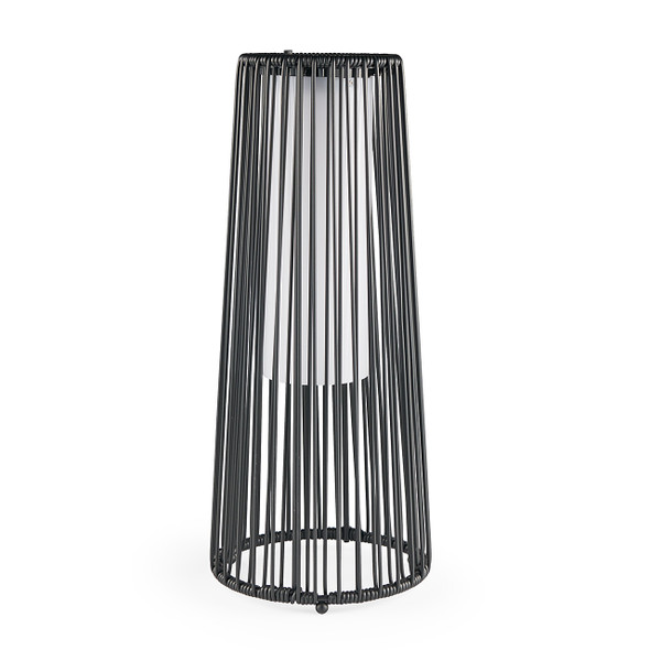 19.7" Black Wicker Solar Lamp