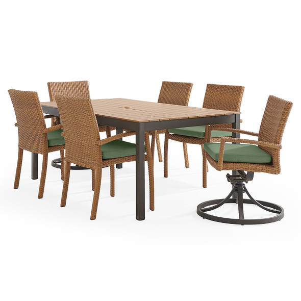 Sonoma Natural Outdoor Wicker 7-Piece Combo Dining Set with Cushions and 72 x 40 in. Table