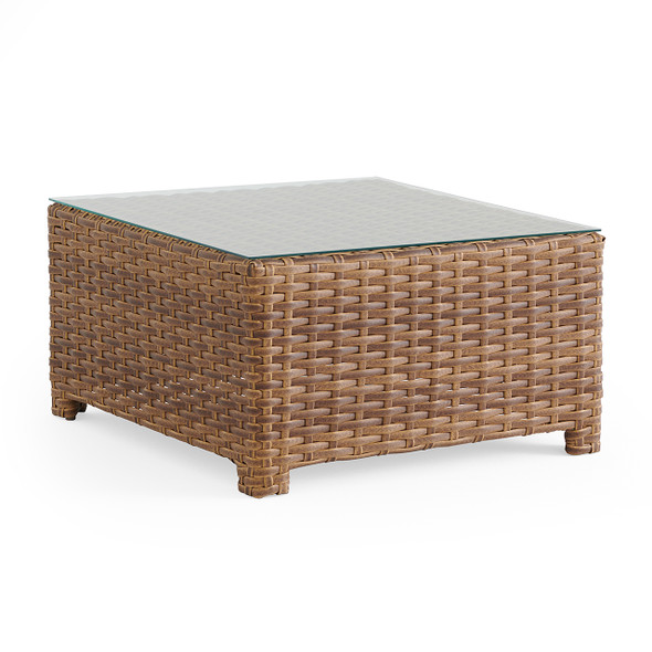 Sonoma Natural Outdoor Wicker 32 in. Square Glass Top Coffee Table