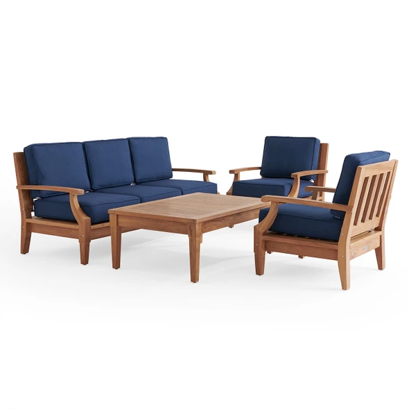 Grand Banks Teak with Cushions 4 Piece Sofa Group + 47 x 31 in. Coffee Table