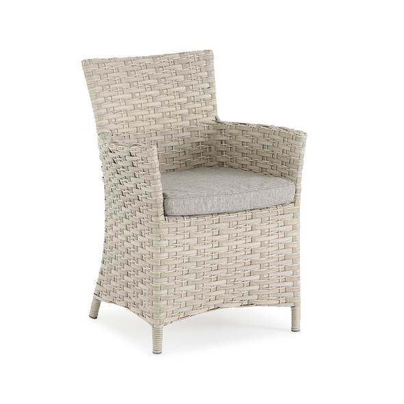 Samoa Slate Outdoor Wicker and Grey Linen Cushion Dining Chair