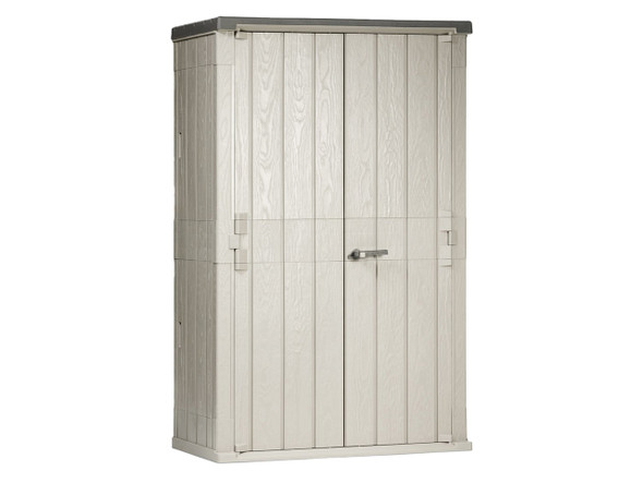 Toomax 441 gal. Taupe Grey and Anthracite Wood Grain Resin Vertical Storage Shed - 51 x 30 x 81 in.