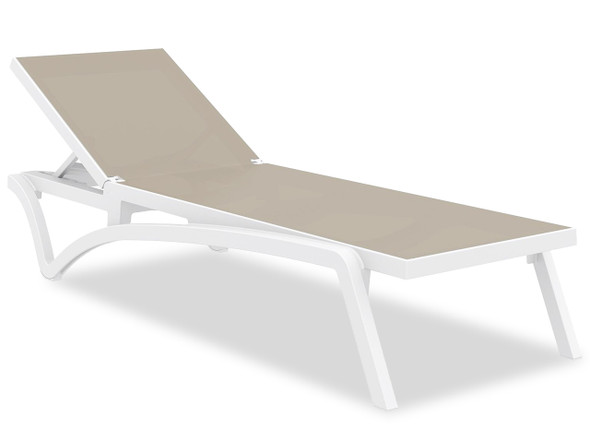 In-Store Only - Pacifica White Polypropylene and Taupe Sling Chaise Lounge