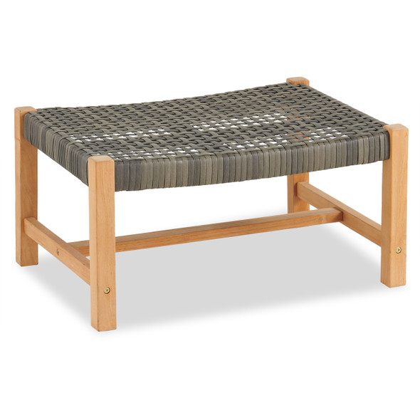 Hampton Driftwood Outdoor Wicker and Solid Teak Ottoman