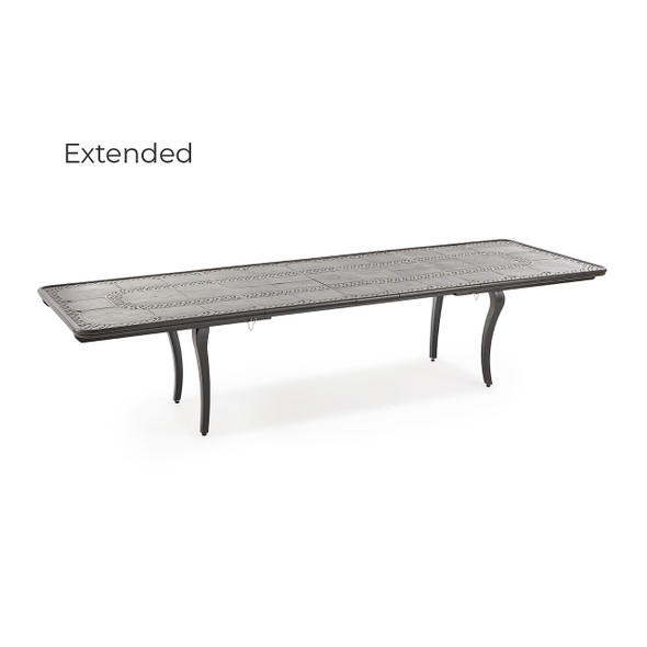 Turin Tawney Cast Aluminum 86-128 x 43 in. Double Extension Table