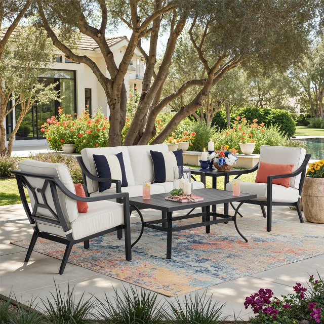 Hill Country Aged Bronze Aluminum and Cushion 4 Piece Swivel