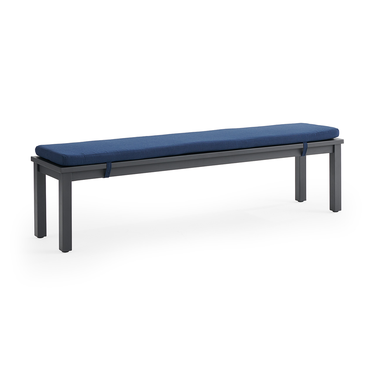 Montecito Charcoal Aluminum 70 x 16 in. Backless Bench with Cushion (Spectrum Indigo)