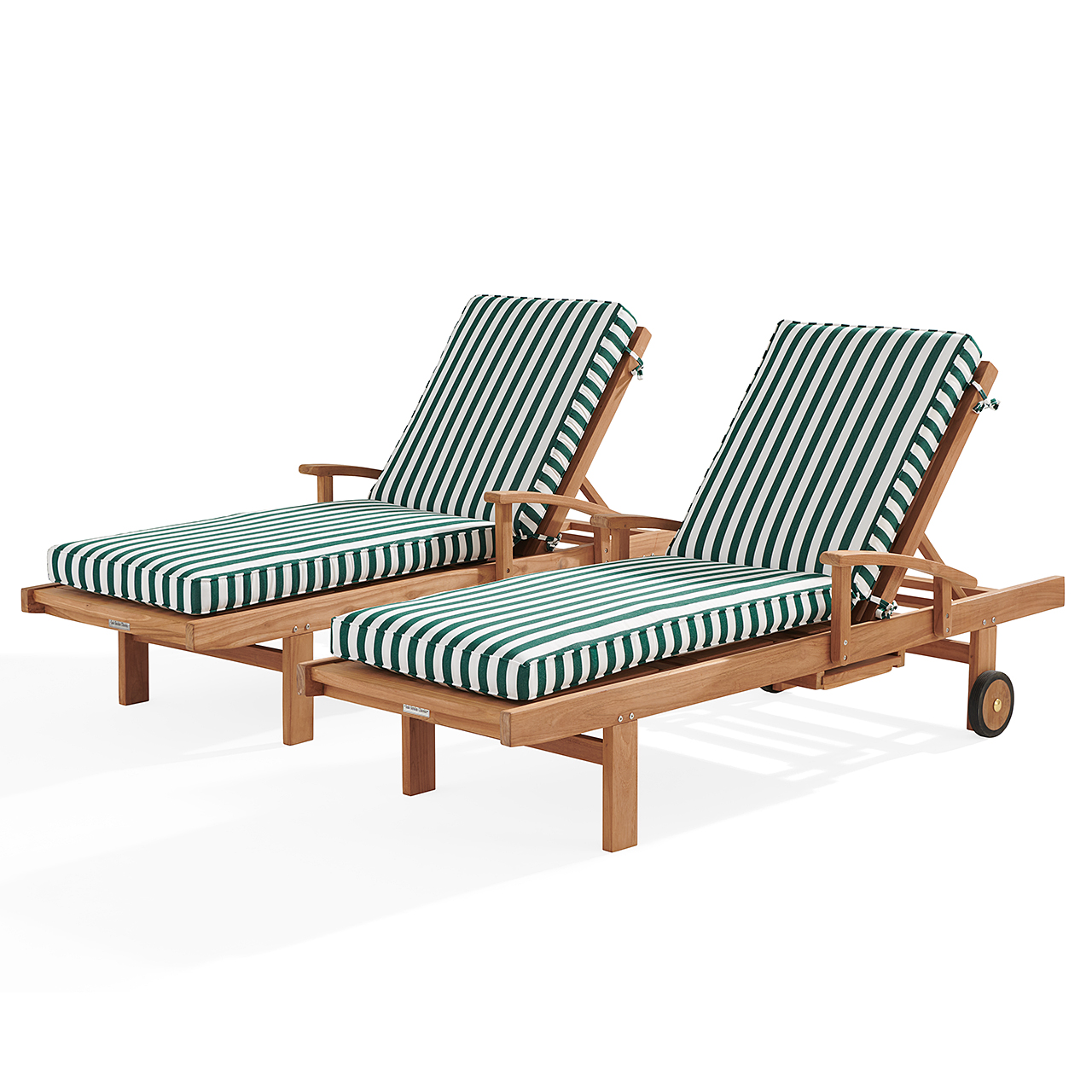 Eastchester Natural Stain Solid Teak With Cushions 2 Piece Chaise Lounge Set (Mason Forest Green)