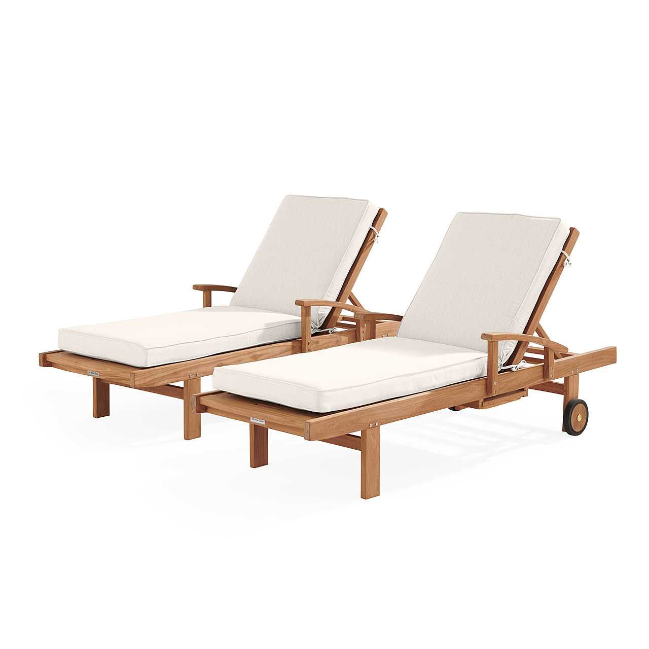 Eastchester Natural Stain Solid Teak With Cushions 2 Piece Chaise Lounge Set (Mist)