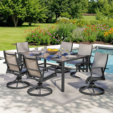 Ventura Textured Black Aluminum with Mica Pearl Sling 7 Piece